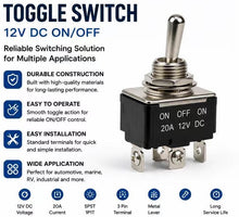 Cargar imagen en el visor de la galería, 12V Toggle Switch – Heavy Duty ON/OFF Metal Toggle Switch for Automotive, Marine & Industrial Applications