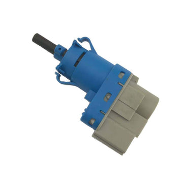 Blue and gray 4-pin brake light switch, angled product view