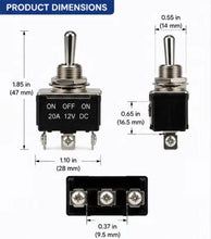 Cargar imagen en el visor de la galería, 12V Toggle Switch – Heavy Duty ON/OFF Metal Toggle Switch for Automotive, Marine &amp; Industrial Applications
